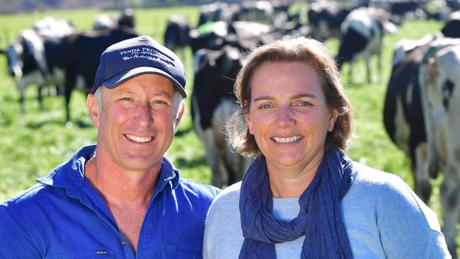 NEWS: Mountain Milk - Nuffield scholar STORY 1:Stuart Crosthwaite is the chairman of Mountain Milk Cooperative  He milks 400 cows at Kergunyah South.STORY 2:Sarah Crosthwaite is a Nuffield scholar undertaking work on how different ag sectors support farmer mental health.PICTURED: Stuart and Sarah CrosthwaitePICTURE: ZOE PHILLIPS