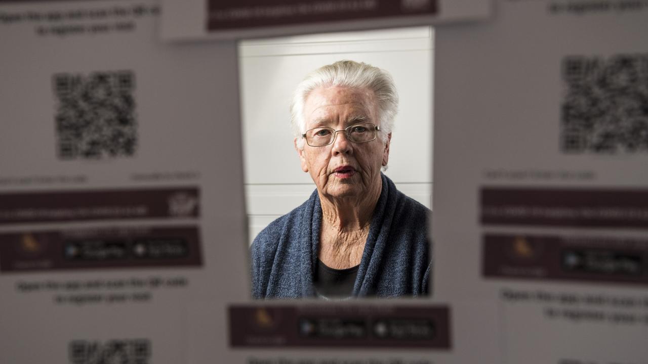 Janette Butler is one of many Toowoomba seniors who have had a hard time in keeping up with Covid technology and QR codes. Picture: Kevin Farmer