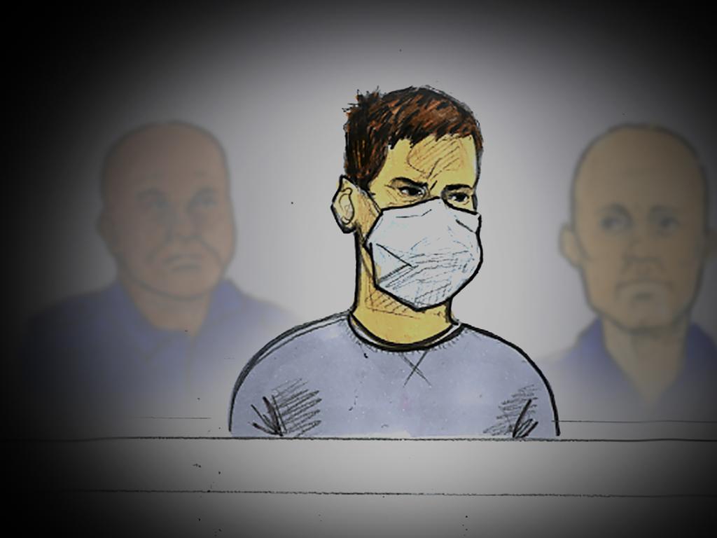 A court sketch of Richard Pusey during his bail hearing at Melbourne Magistrates Court in Melbourne, Monday, May 11, 2020. Picture: Nine News