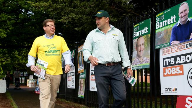 Nationals leader Troy Grant with Nationals candidate for Orange, Scott Barrett. Picture: Jonathan Ng