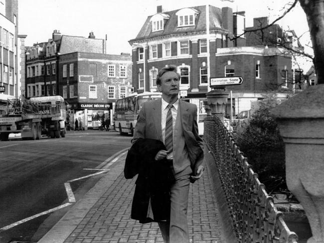 Police bagman Jack Herbert reporting to police station in Kingston upon Thames after being bailed at Bow Street Court in London. He was granted immunity for his testimony.