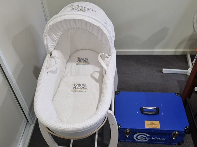 The ‘cuddle cot’, donated to Farewell Funerals in memory of Sophie Judith Harrison. Picture: Hufton Family