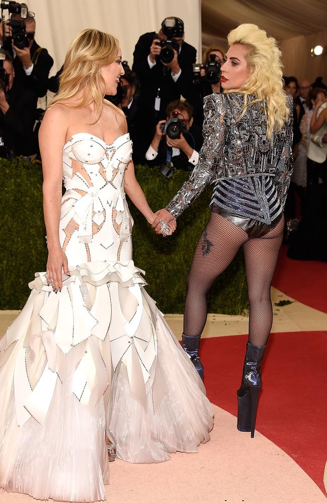 Kate Hudson and Lady Gaga attend the “Manus x Machina: Fashion In An Age Of Technology” Costume Institute Gala at Metropolitan Museum of Art on May 2, 2016 in New York City. Picture: Getty