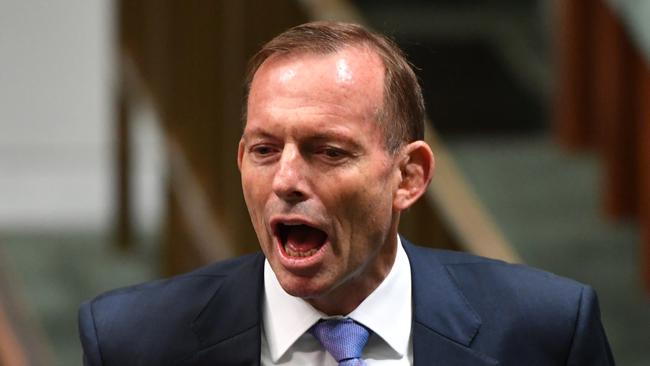 Former prime minister Tony Abbott leaves after Question Time last month. Picture: Mick Tsikas/AAP