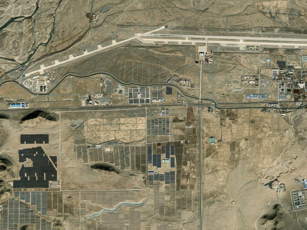 The recently upgraded Shigatse Air Base high in the mountains of Tibet. Source: Maxar