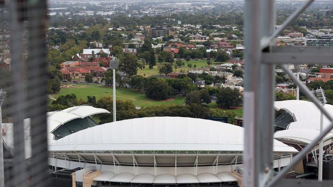 Adelaide Oval, as seen from the top of the One Festival Tower. Picture: NCA NewsWire / Kelly Barnes