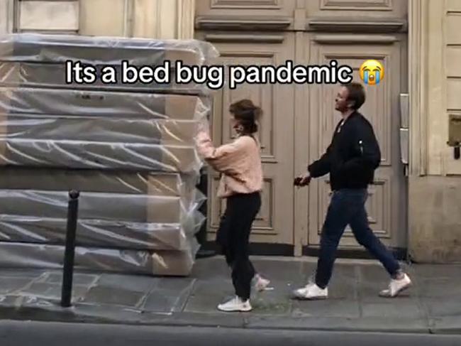 ONE TIME WEB USE FOR NEWS.COM.AU ONLY - FEES APPLY -  Mattresses lying in the street, Rue Saint Lazare, in the 9th district of Paris, 08/10/2023. See SWNS story SWSMbedbugs. A Parisian street has been littered with discarded mattresses in the midst of the 