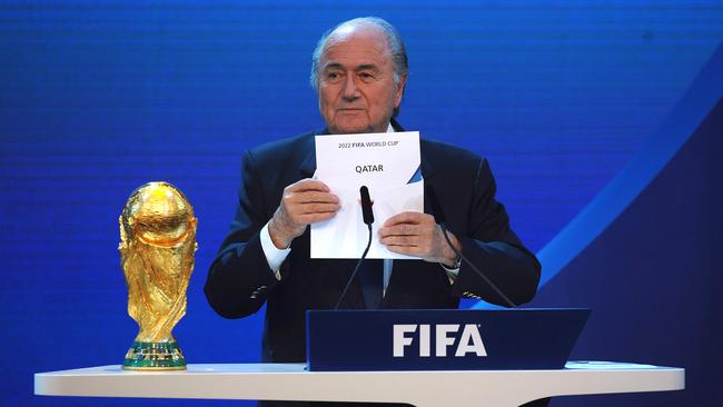 Ex-FIFA President Joseph Blatter reveals Qatar as holders for the 2022 World Cup.
