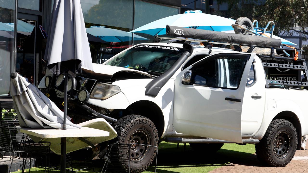 One of the vehicles nearly ploughed into a coffee shop. Picture: NCA NewsWire / Kelly Barnes