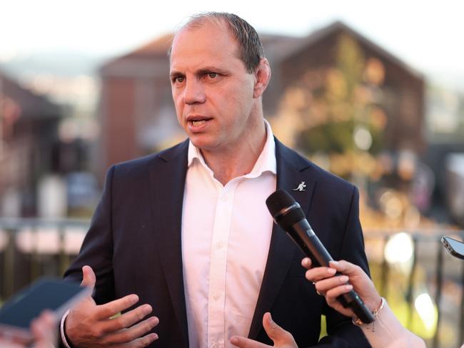 SAINT-ETIENNE, FRANCE - OCTOBER 02: Rugby Australia CEO Phil Waugh speaks to the media on October 02, 2023 in Saint-Etienne, France. (Photo by Chris Hyde/Getty Images)