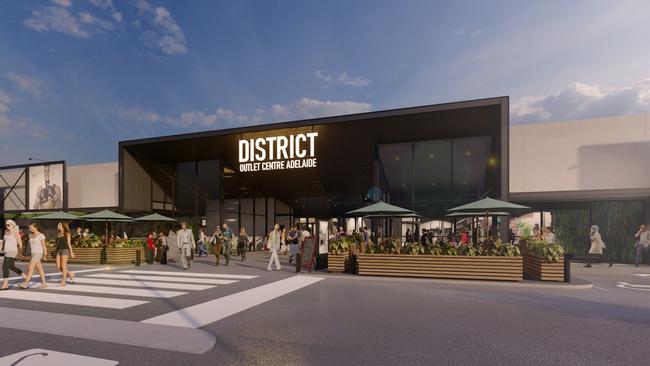 Artist impressions of the $50m District Outlet Centre at Parafield Airport precinct. Picture: Devwest