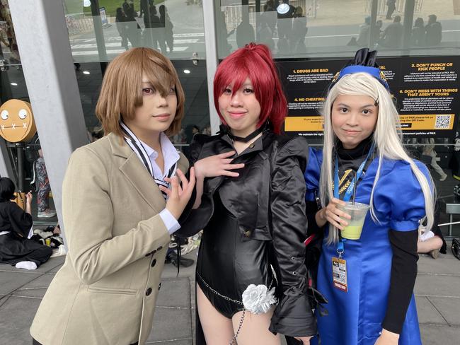 Sagocos, Daaikon.cos and Bee at the 2024 PAX Aus Convention at the Melbourne Convention and Exhibition Centre. Picture: Himangi Singh