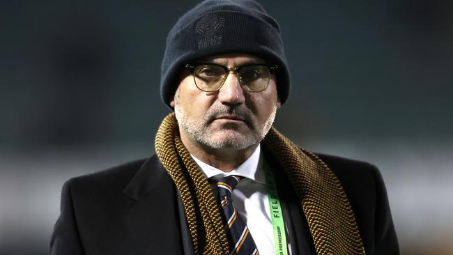 WOLLONGONG, AUSTRALIA - JULY 20: Chairman of the Tigers Lee Hagipantelis walks off after defeat the round 21 NRL match between St George Illawarra Dragons and Wests Tigers at WIN Stadium on July 20, 2023 in Wollongong, Australia. (Photo by Jeremy Ng/Getty Images)