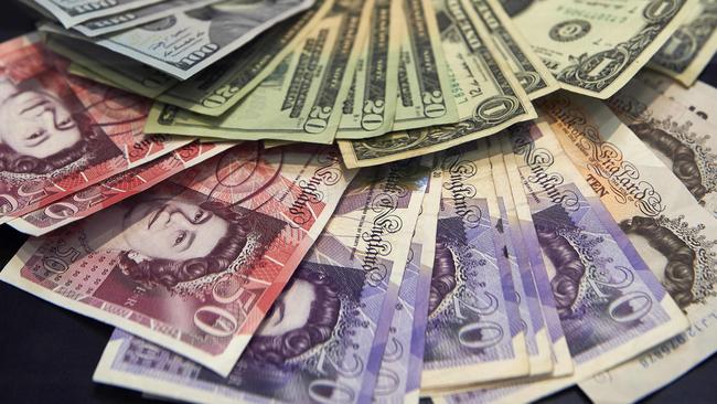 The UK currency rose to its highest level against the US dollar in nearly three years on Friday as sterling crossed $1.40, its first time hitting that mark since April 2018. Picture: AFP