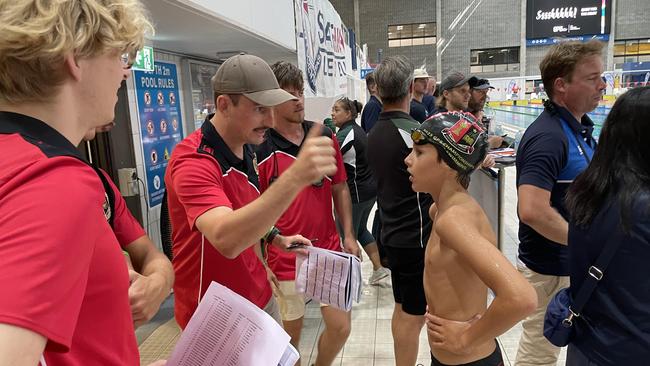 The GPS junior swimming championships – Terrace get some instructions.