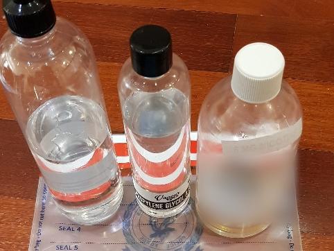 Some of the clear liquids police seized at the Albany St address. Picture: NSW Police.