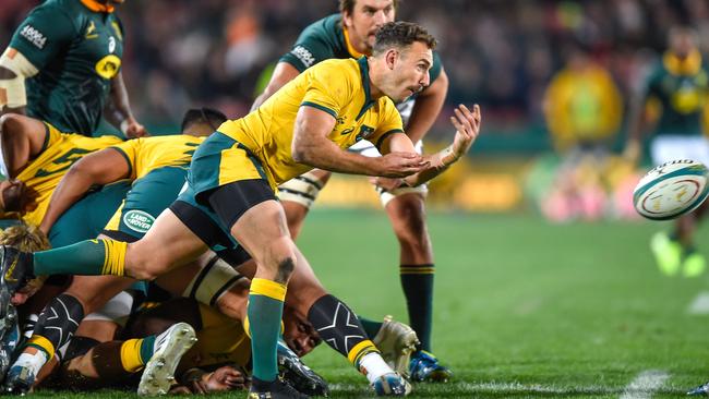 Nic White was impressive in his return to the Wallabies. Picture: Christiaan Kotze/AFP