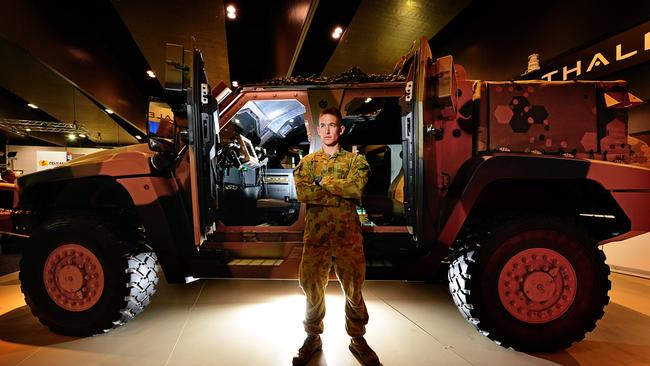 The Australian Defence Force unveils the Hawkei at the Melbourne Convention Centre in 2012.