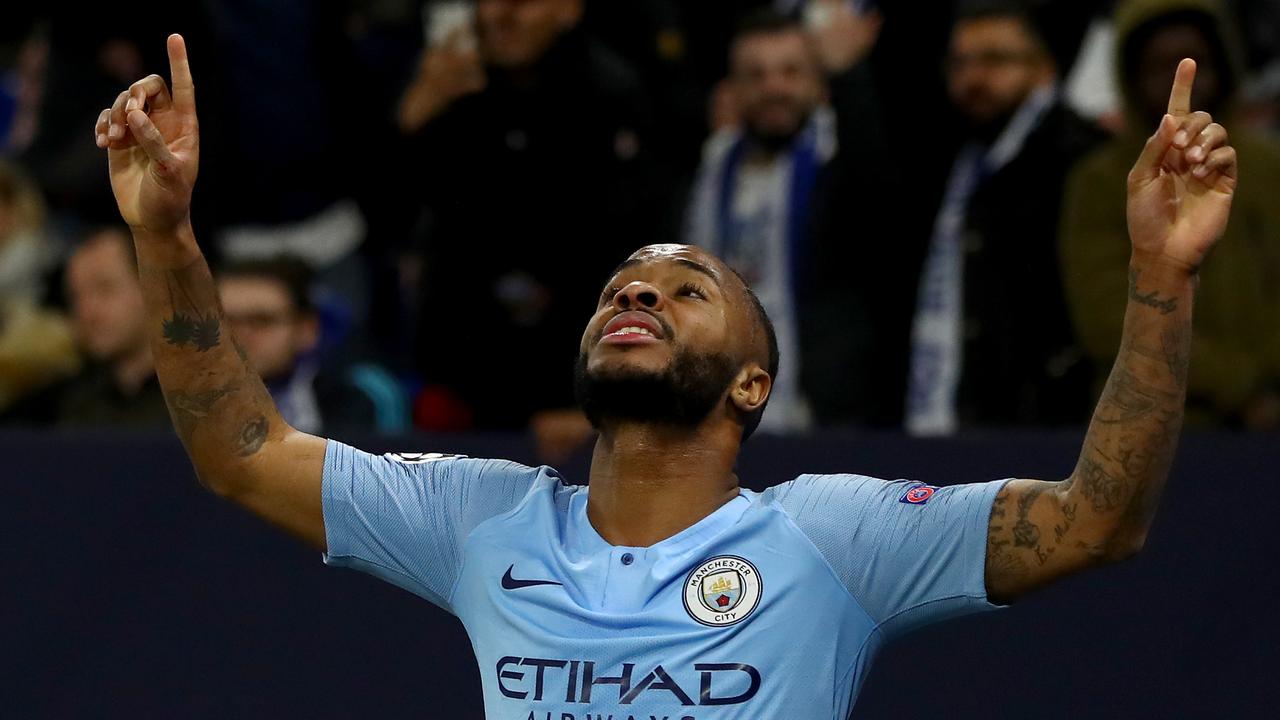 Raheem Sterling celebrates. (Photo by Maja Hitij/Bongarts/Getty Images)