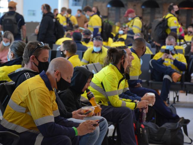 FIFO workers at Perth Airport on October 8, 2022.