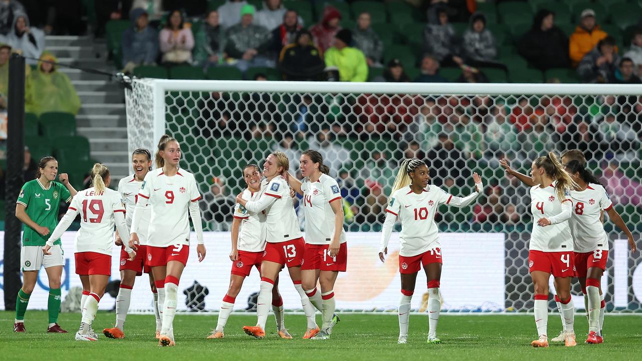 Canada celebrates a goal against Ireland. Picture: Paul Kane/Getty Images