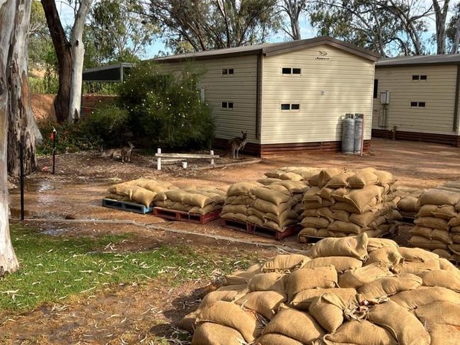 The Riverbend Caravan Park was evacuated after SES crews identified defects with the property's private levee. Picture: Shaun Edwards