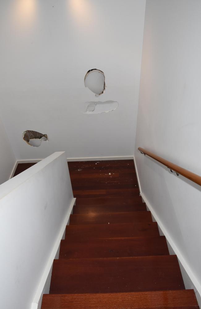 Walls have been damaged inside the North Melbourne house. Picture: Victoria Police.