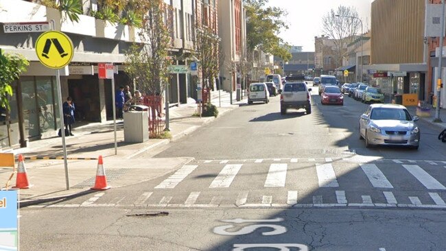 Corner of King and Perkins streets in Newcastle East where a cyclist was killed after being hit by a truck. Police are appealing for witnesses. Google street view.