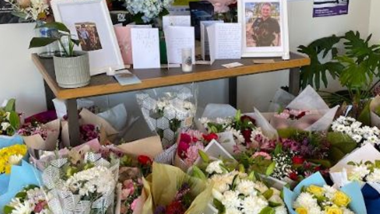 The memorial taking shape at Dalby Police Station.