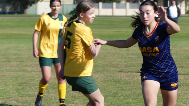 Action from the Maribyrnong College match at the Albury Football Festival. Picture: David Dunn