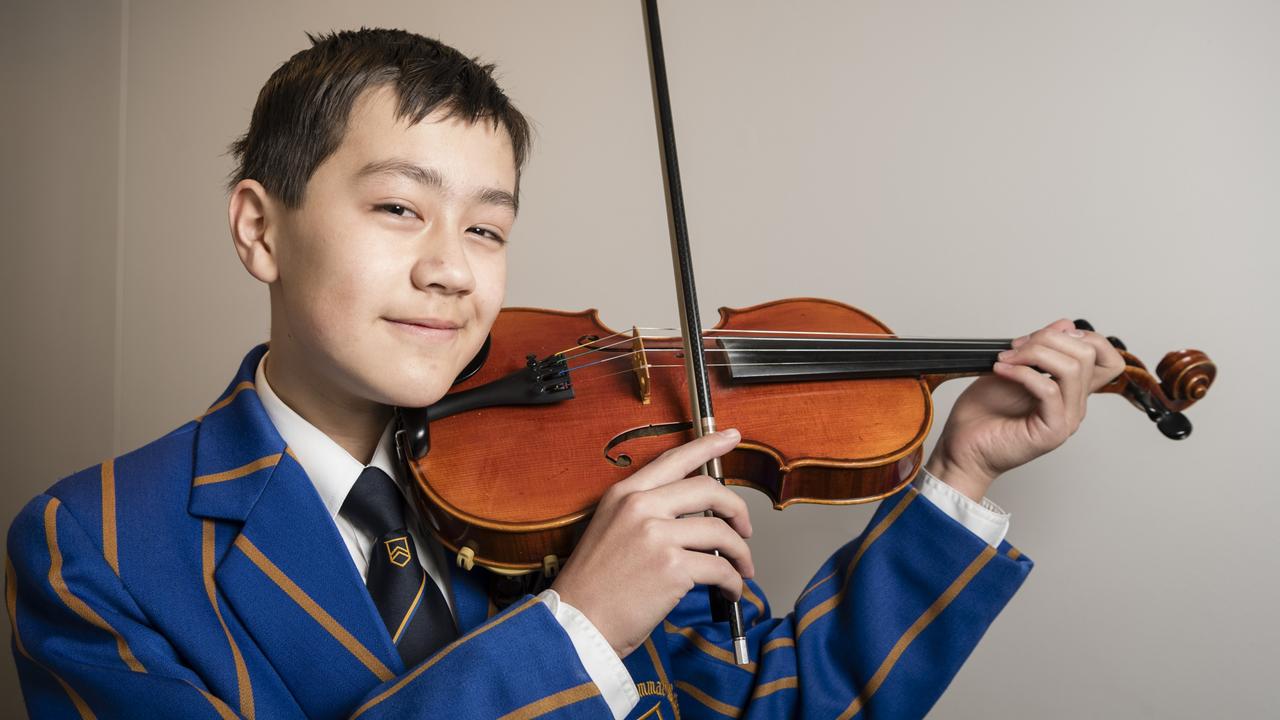 Nathan Green before competing in string sections of the 77th City of Toowoomba Eisteddfod at Empire Theatre. Picture: Kevin Farmer