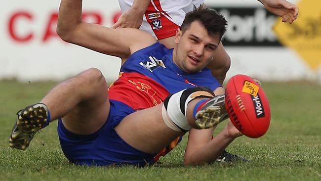 Marong’s Brandyn Grenfell kicked another nine goals on Saturday. Picture Yuri Kouzmin