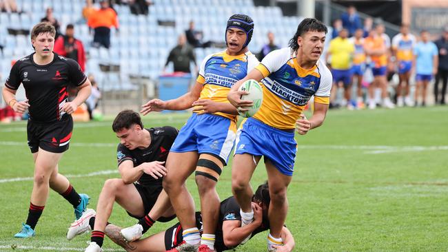 Wilson Decourcey crossed twice for Patrician Brothers Blacktown in the big win over Endeavour Sports. Picture: Tim Pascoe