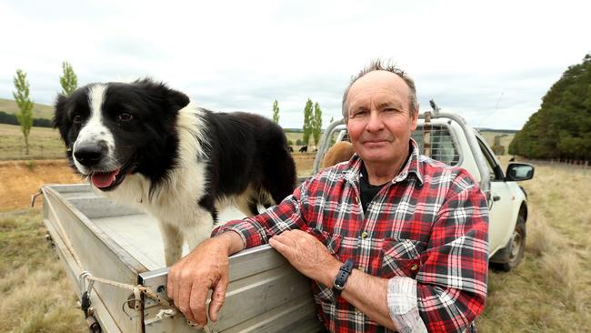 Mr Dunbar’s closest friend Lance Partridge with his dog Rascal — given to him by Mr Dunbar. Picture: Nathan Edwards