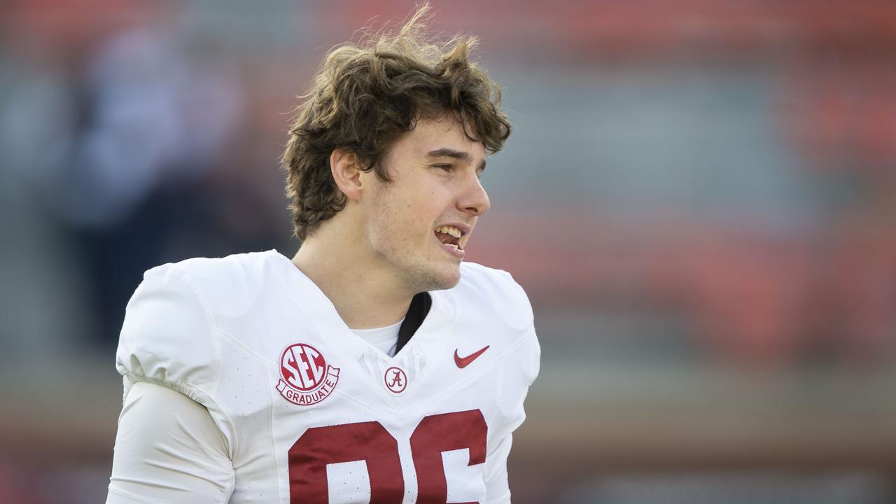 AUBURN, ALABAMA - NOVEMBER 25: Punter James Burnip #86 of the Alabama Crimson Tide prior to their game against the Auburn Tigers at Jordan-Hare Stadium on November 25, 2023 in Auburn, Alabama. (Photo by Michael Chang/Getty Images)