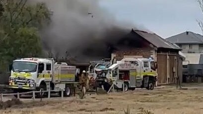 Fire ravaging the house at Two Wells Picture: 7NEWS