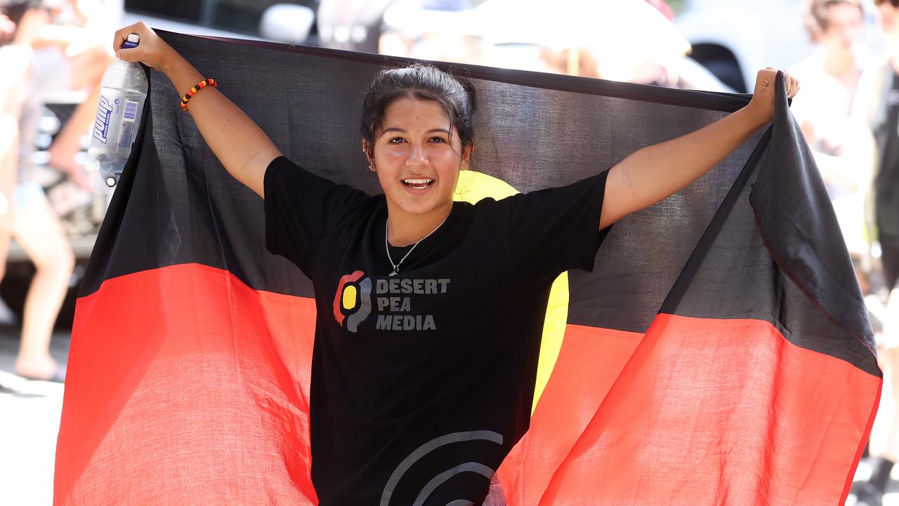 Australia Day protest march, Brisbane. Picture: Liam Kidston