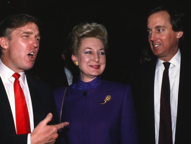 Donald Trump with sister Maryanne Trump Barry and brother Robert Trump in 1990. Picture: Getty Images