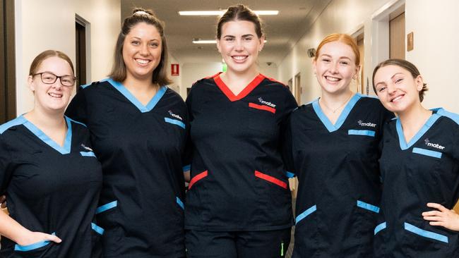 Midwives India Burns, Shanelle Williams, Rebekah Barrie (Midwifery and Nursing Unit Manager), Naomi Speed and Jess Dowling.