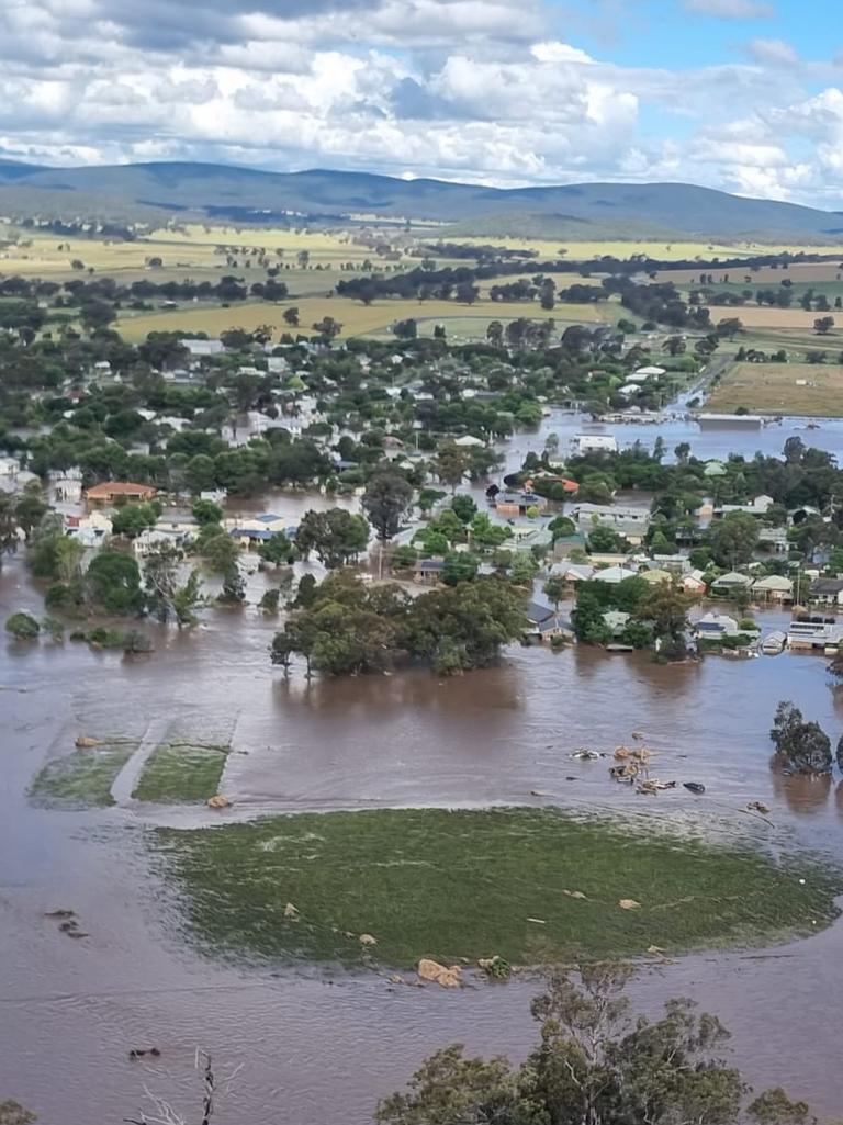 Five out of six Toll Ambulance Rescue Helicopters from Sydney, Wollongong, Canberra, and Orange were deployed to Eugowra. Picture: Toll Ambulance Rescue