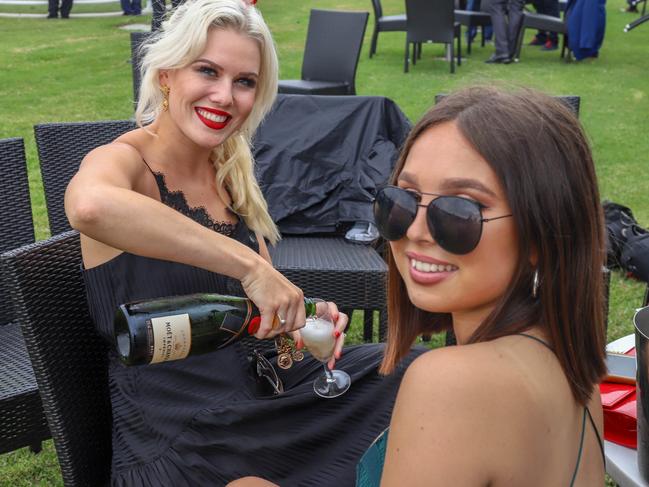 Brittany Geaney and Kate Becerra picnicking trackside. Picture: Jenifer Jagielski