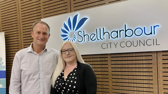 Shellharbour mayor Chris Homer with deputy mayor Kellie Marsh. Picture: Dylan Arvela