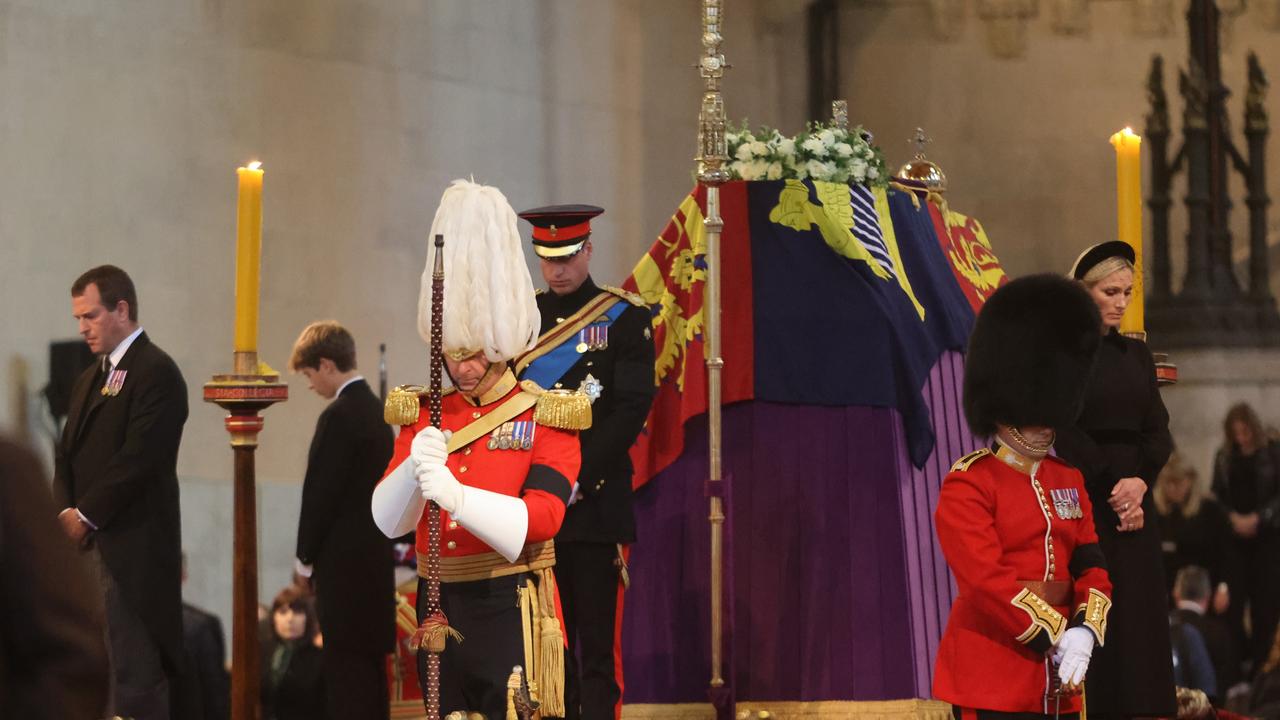 The Queen’s grandchildren stood vigil by her coffin. (Photo by Andy Hall-WPA Pool/Getty Images)