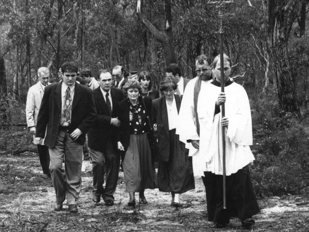 The parents of Joanne Walters, who was the first hitchhiker found in the Belanglo Forest, lead a service in her memory in the forest.