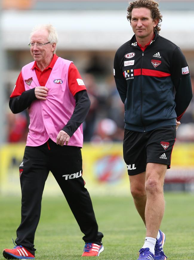 Dr Reid was by Hird’s side in his time as Essendon coach. Picture: Michael Klein