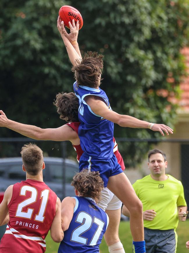 Sacred Heart ruck Darcy Minchella produced a standout display against Rostrevor. Picture: Russell Millard