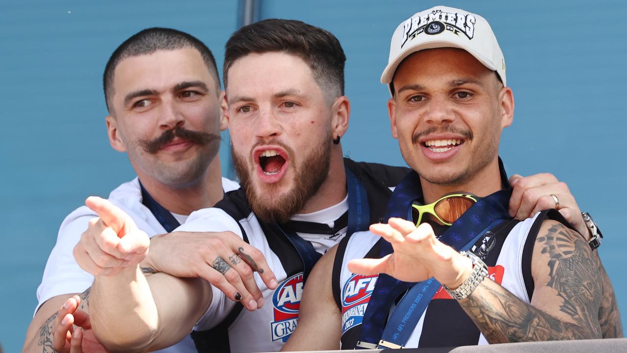 Bobby Hill, Jack Crisp and Oleg Markov at Collingwood family day. Picture: Michael Klein