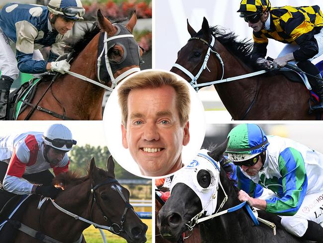 Racenet's Ray Thomas (inset) preview's Saturday racing, which features Buckaroo (top left) and Land Legend (bottom left) in the Caulfield Cup and Jolie Star (top right) and I Wish I Win (bottom right) in The Everest at Royal Randwick.