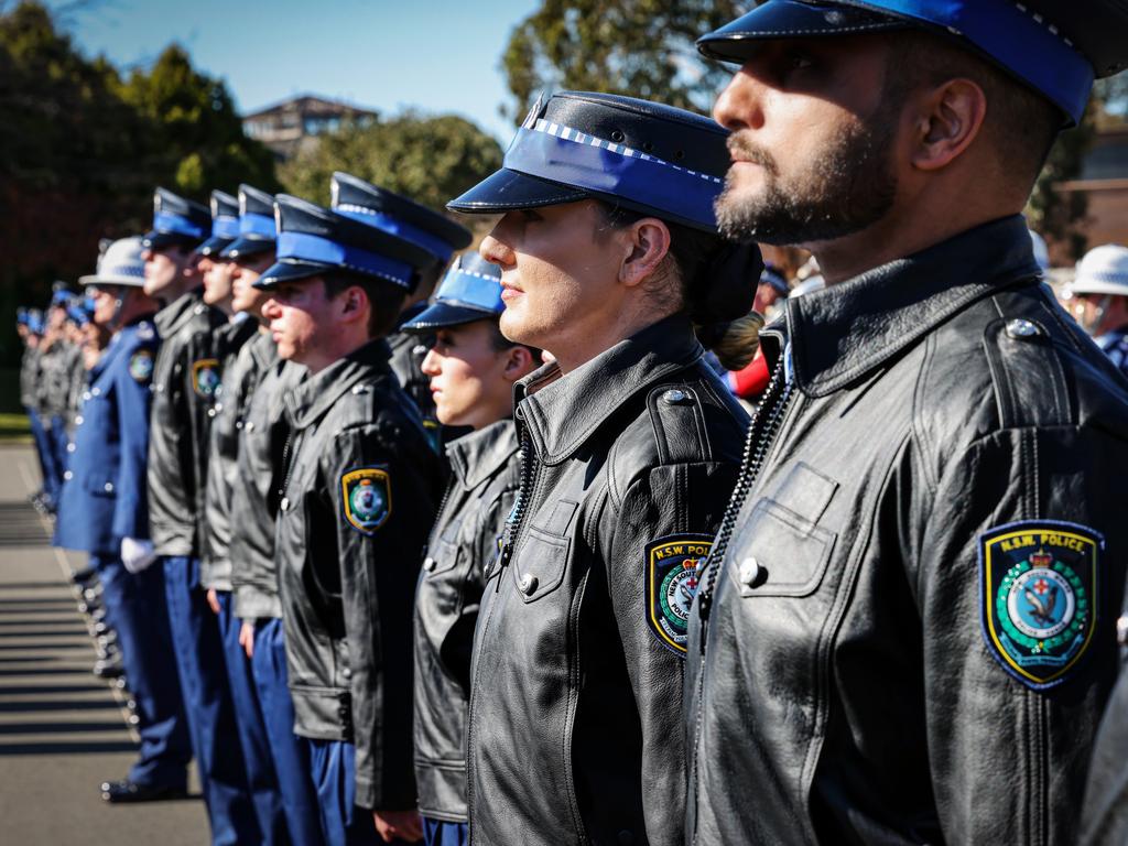 New police tecruit 35-year-old Brianna Matthew, with fellow graduates. Picture: Supplied