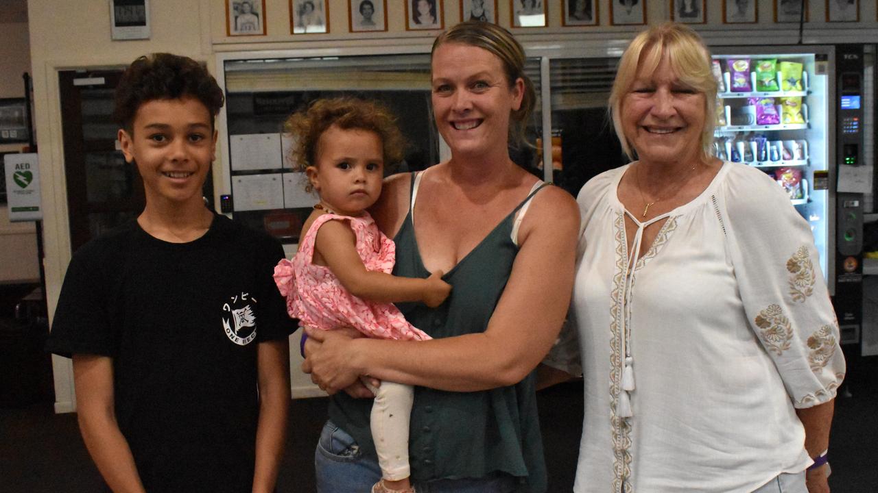 Tomasi, Sheree and Lomani Rarasea and Lauren Hart at the Reef 'n' Beef Fight Night, Bravus Arena, Rockhampton, on October 21, 2023.